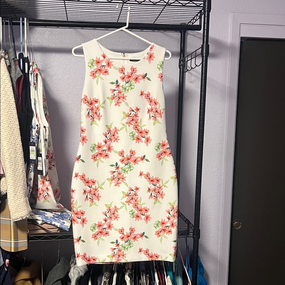 Tommy Hilfiger Floral Midi Dress - White and Pink
